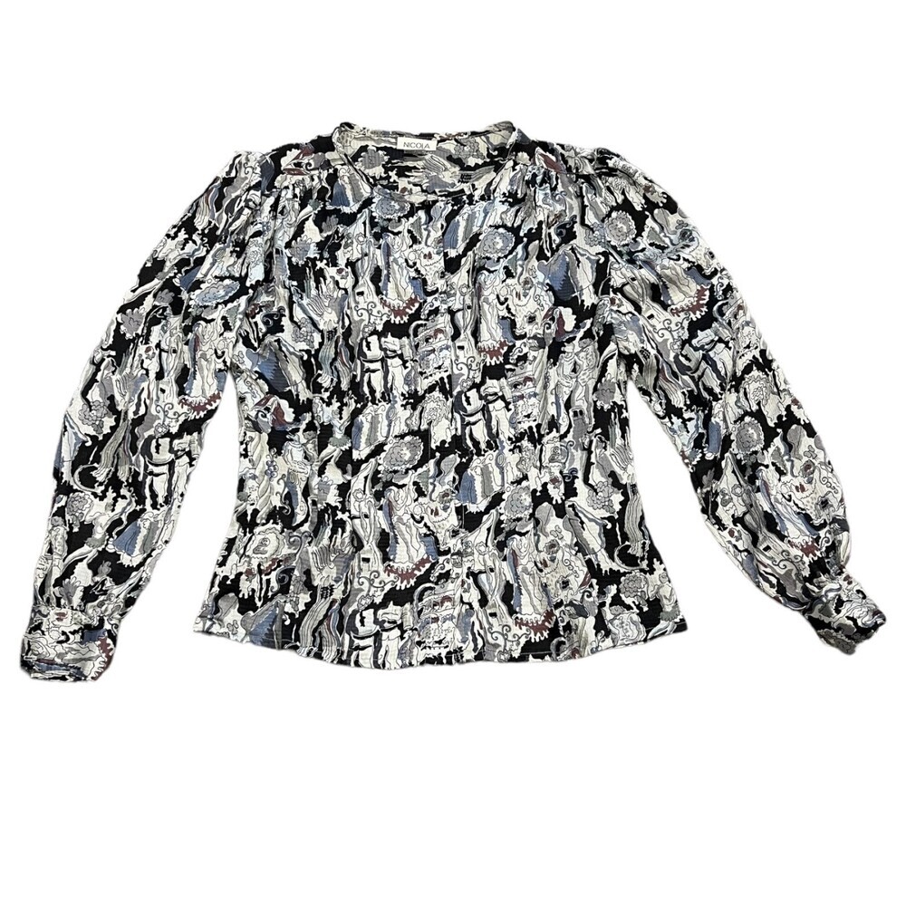 Nicola Abstract Print Vintage Blouse 10